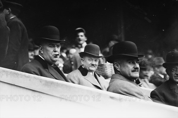 Ban Johnson, Garry Herrman, Thos. Lynch, World Series N.Y., 1911. Creator: Bain News Service.