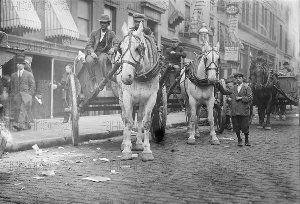 Breaking garbage strike at $5 day, 1911. Creator: Bain News Service.