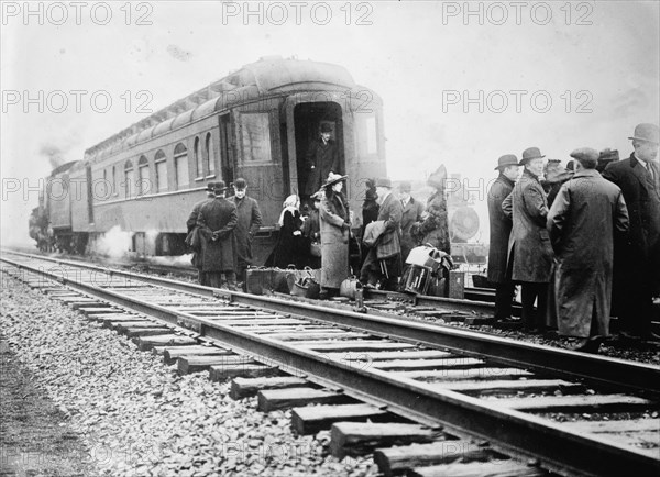 Remains of wrecked "20th C." [train], 1912. Creator: Bain News Service.