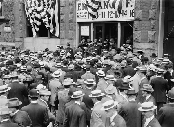 Crowd being turned back at Coliseum, 1912. Creator: Bain News Service.