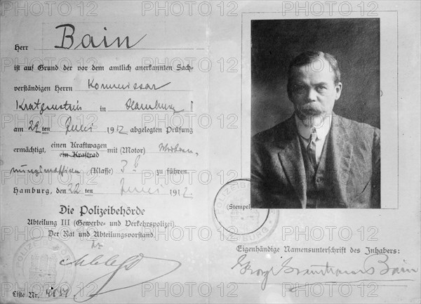 German drivers license - Bain, between c1910 and c1915. Creator: Bain News Service.