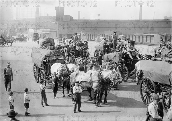 N.Y. troops (war game), between c1910 and c1915. Creator: Bain News Service.