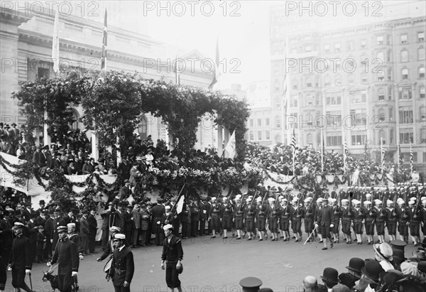 U.S. Sailors in Columbus Day Parade, between c1910 and c1915. Creator: Bain News Service.