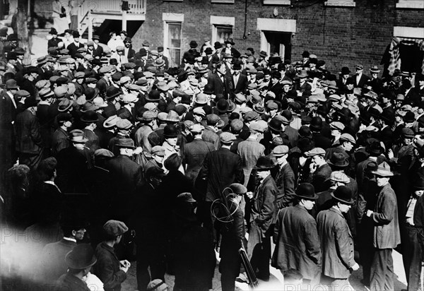 Little Falls, Phil. Caley speaking on "Permitted" corner, between c1910 and c1915. Creator: Bain News Service.