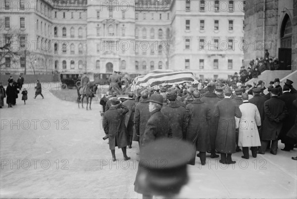 Reid funeral leaving cathedral, 1913. Creator: Bain News Service.