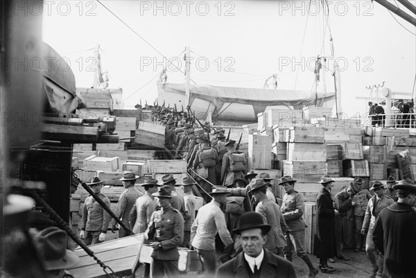 Marines board MEADE, 1913. Creator: Bain News Service.