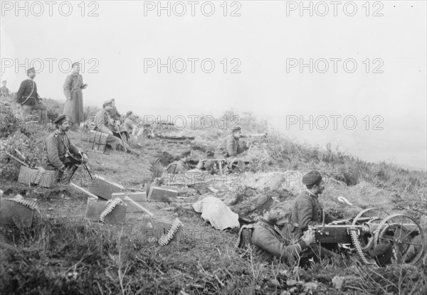 Rapid fire guns before Tchataldja #1, between c1910 and c1915. Creator: Bain News Service.