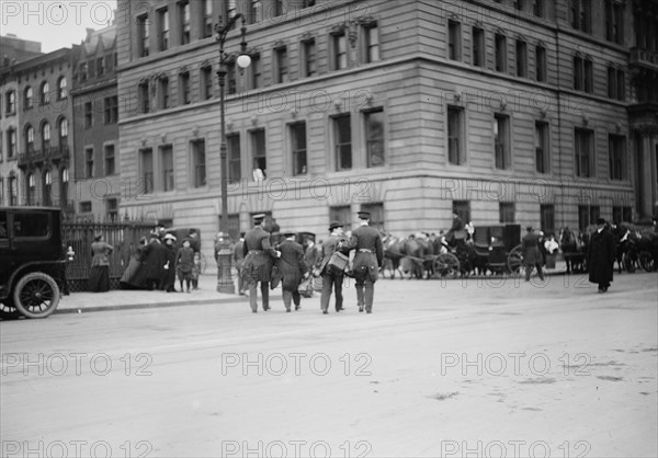 Morgan funeral - newspaper photographers arrested in Stuyvesant Sq., 1913. Creator: Bain News Service.