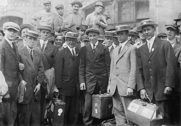 Olympic athletes arrive. Thos. H. Lilley, Andrew Sockalexis, 1912. Creator: Bain News Service.