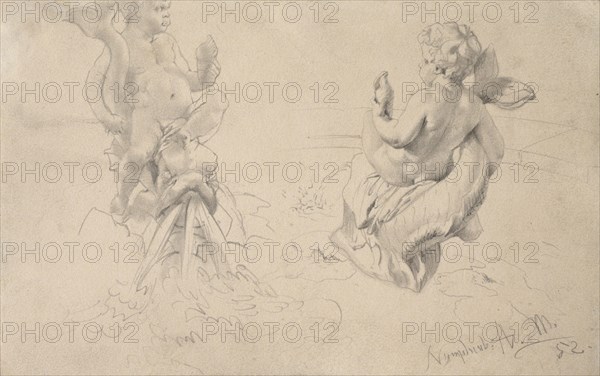 Tritons From The Nymphenburg Park, 1852. Creator: Adolph Menzel.