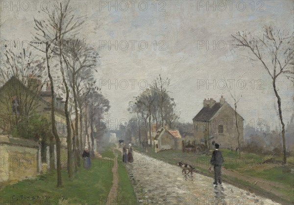 Route De Versailles, Louveciennes, Rain Effect, 1870. Creator: Camille Pissarro.