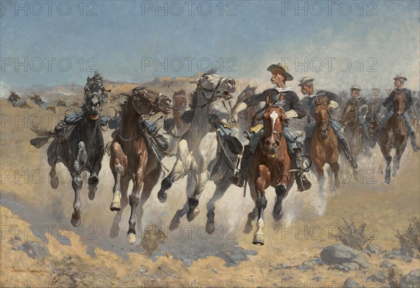 Dismounted: The Fourth Troopers Moving The Led Horses, 1890. Creator: Frederic Remington.