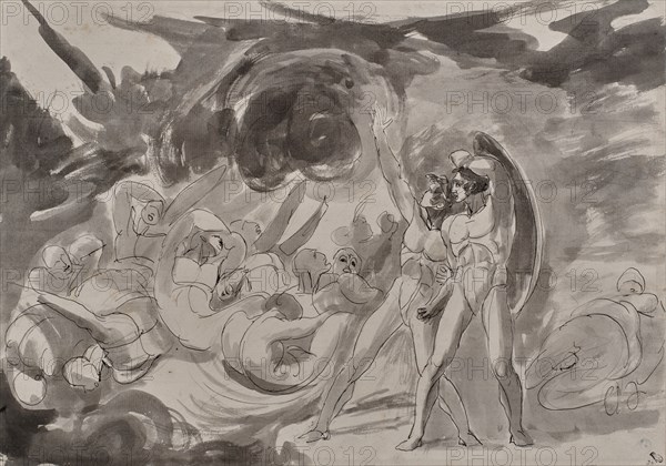 Satan Surveying the Fallen Angels, 1833. Creator: George Romney.