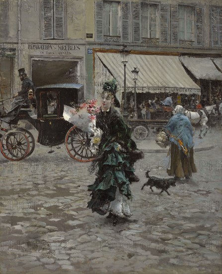 Crossing The Street, 1873-75. Creator: Giovanni Boldini.