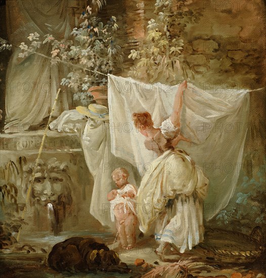 Laundress And Child, 1761. Creator: Hubert Robert.