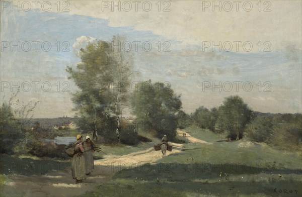 Road By The Water, c1865-70. Creator: Jean-Baptiste-Camille Corot.