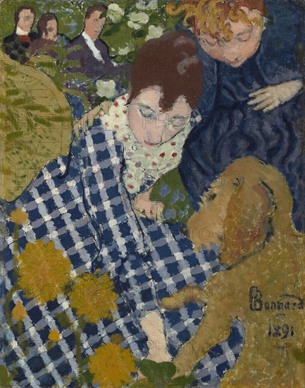 Women With A Dog, 1891. Creator: Pierre Bonnard.