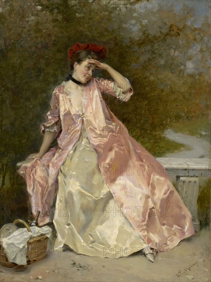 Woman With A Picnic Basket, c1890. Creator: Raimundo de Madrazo y Garreta.