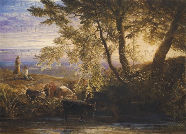 The Setting Sun, c1862. Creator: Samuel Palmer.