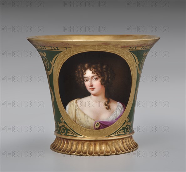 Cup (Tasse Jasmin À Pied Cannelé, 1St Size) With Portrait Of Hortense Mancini, Duchess..., 1811. Creator: Unknown.