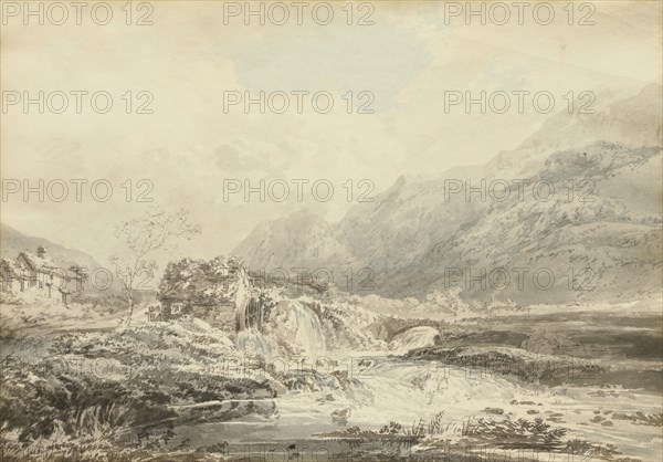 Mountainous Landscape With Overshot Mill And Bridge, c1795. Creator: Thomas Girtin.