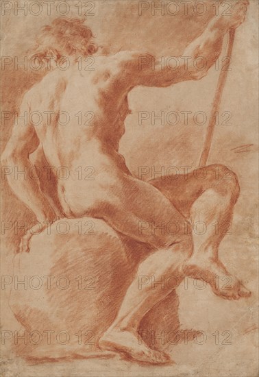 Seated Male Nude, c1770. Creator: Ubaldo Gandolfi.