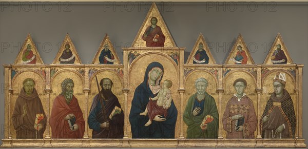 Virgin and Child with Saints Francis, Andrew, Paul, Peter, Stephen, and Louis of Toulouse, c1317-21 Creator: Ugolino da Siena.