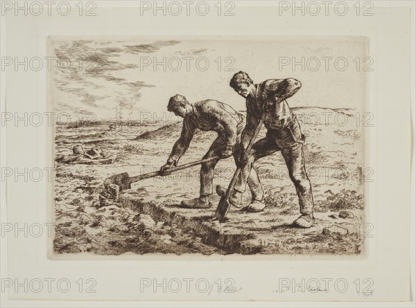 Les bêcheurs (The diggers), 1855-1856. Creator: Jean Francois Millet.