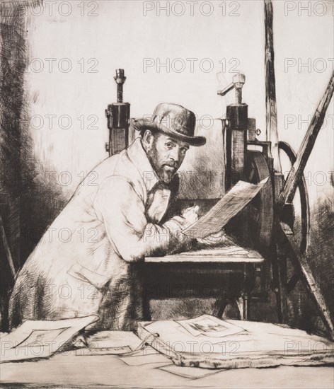 Bone at the press, 1908. Creator: Francis Dodd.