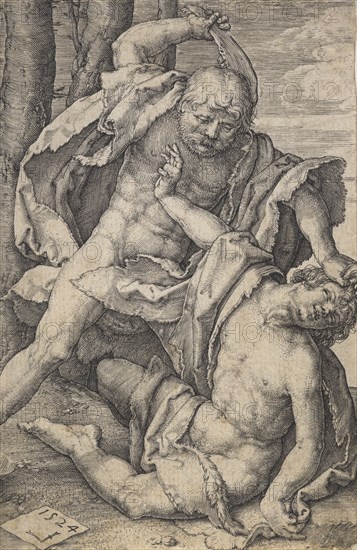 Cain killing Abel, 1524. Creator: Lucas van Leyden.