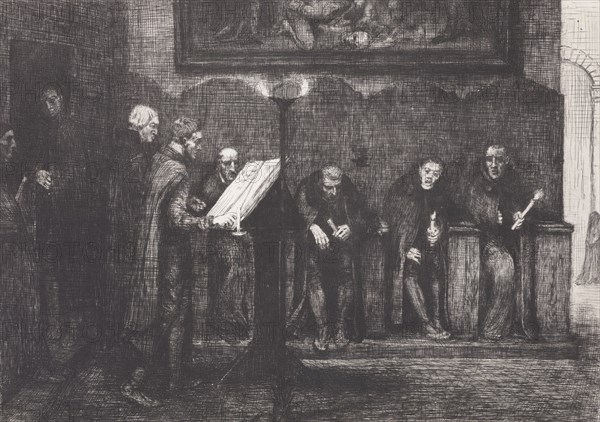 Les chantres Espagnols - Le Lutre (The Spanish cantors, or The lectern), 1865. Creator: Alphonse Legros.