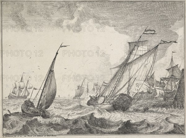 Seascapes with views of the Ij and Amsterdam, Rotterdam, Katwijk, etc. Untitled, 1701. Creator: Ludolf Bakhuizen.