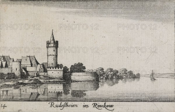 Amoenissimæ aliquot locorum ... effigies. Plate 14. Rudeßheim im Rinckow, 1635. Creator: Wenceslaus Hollar.