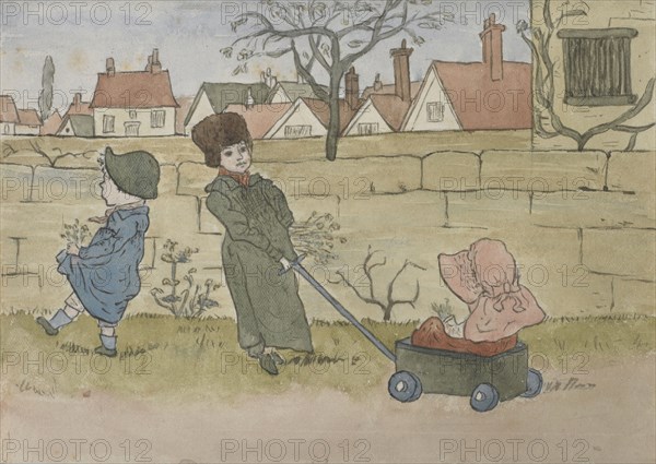 Children playing, 1879. Creator: Catherine Greenaway.