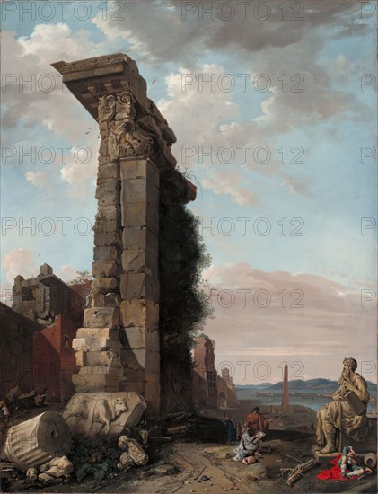 Capriccio with Roman Ruins, Sculptures and a Port, 1650. Creator: Bartholomeus Breenbergh.