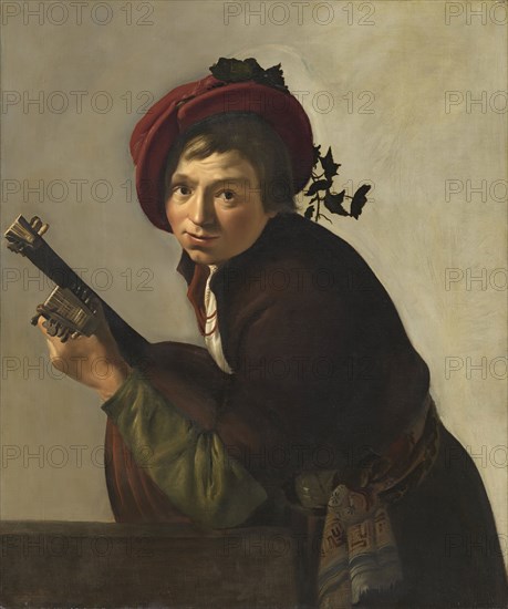 Young Man Playing a Theorbo, 1642. Creator: Gerrit van Bronchorst.