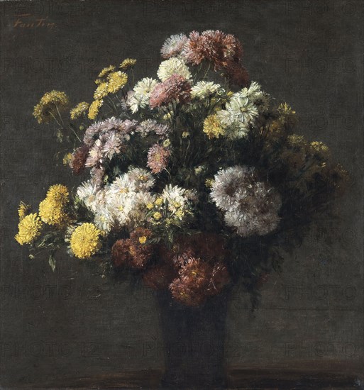Vase with Chrysanthemums, unknown date. Creator: Henri Fantin-Latour.