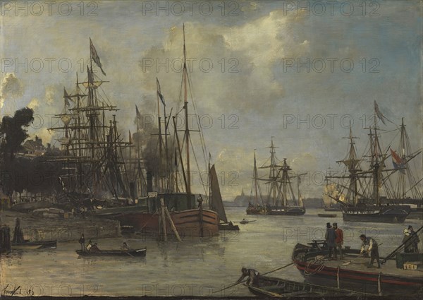 A View of the Harbour, Rotterdam, 1856. Creator: Johan Barthold Jongkind.