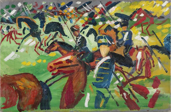 Hussars on a Sortie, 1913. Creator: August Macke.