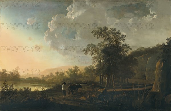 Landscape with a Sunset, 1655. Creator: Aelbert Cuyp.