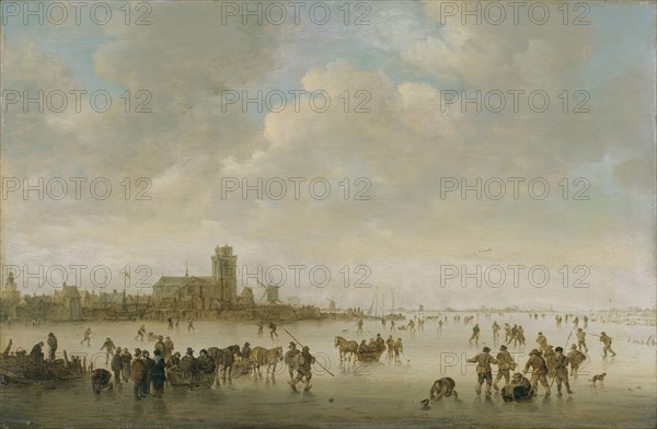 Winter Landscape with Figures on Ice, 1643. Creator: Jan van Goyen.