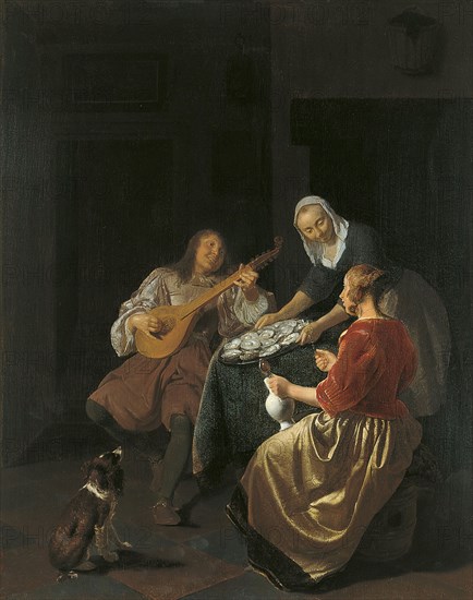 Oyster Eaters, 1665. Creator: Jacob Ochtervelt.