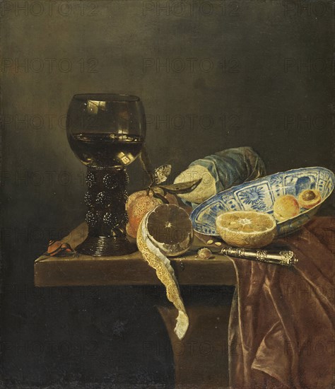 Still Life with Chinese Dish. Rummer, Knife, Bread and Fruit, 1650. Creator: Jan Jansz van de Velde.