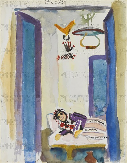 Woman on a Divan, 1914. Creator: August Macke.