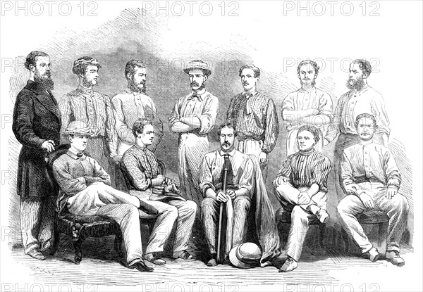 The cricket-match between Madras and Calcutta: the Madras Eleven, 1864. Creator: Unknown.