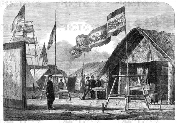 The Taeping Rebellion in China: entrance to Ching-Wang's tent, Soo-Chow, 1864. Creator: Unknown.