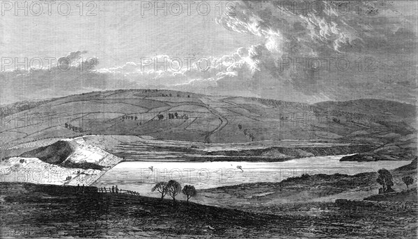 The Flood at Sheffield: view of the Bradfield Reservoir, showing the broken dam..., 1864. Creator: Mason Jackson.