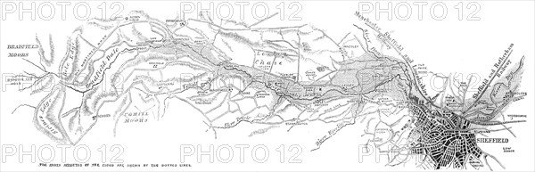 The Flood at Sheffield: plan of the Loxley Valley, 1864. Creator: Unknown.