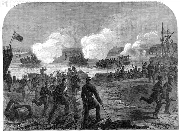 Night attack of the Kent Artillery Volunteers in Ore Creek, near Faversham, 1864. Creator: Unknown.