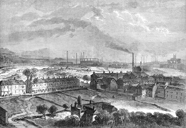 Sheffield, from the Langsett Road, showing the suburbs that were flooded..., 1864. Creator: Unknown.